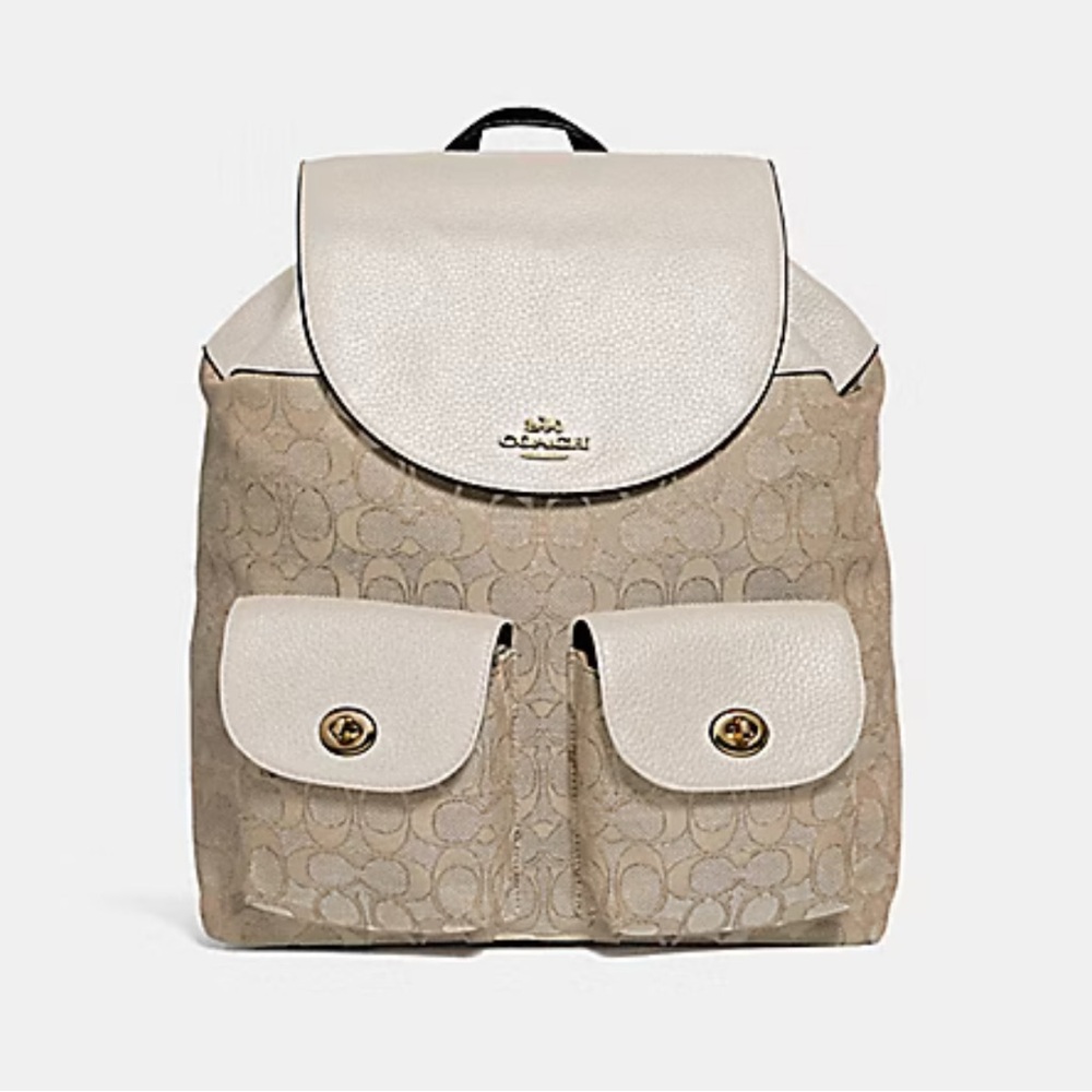 COACH F30275 LIGHT KHAKI CHALK OUTLINE SIGNATURE BILLIE BACKPACK